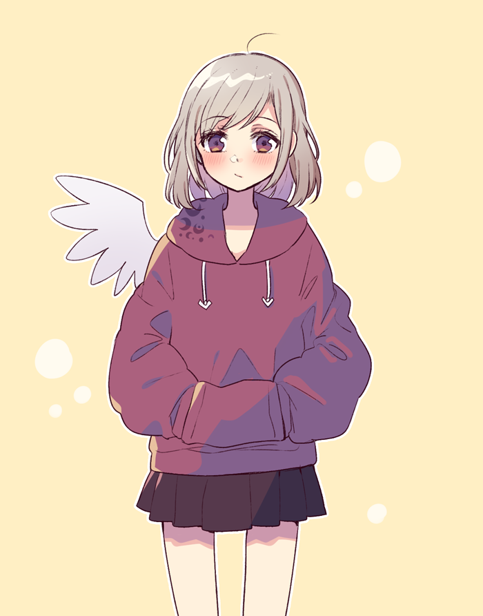 kishin sagume 1girl solo wings skirt hoodie single wing hood  illustration images