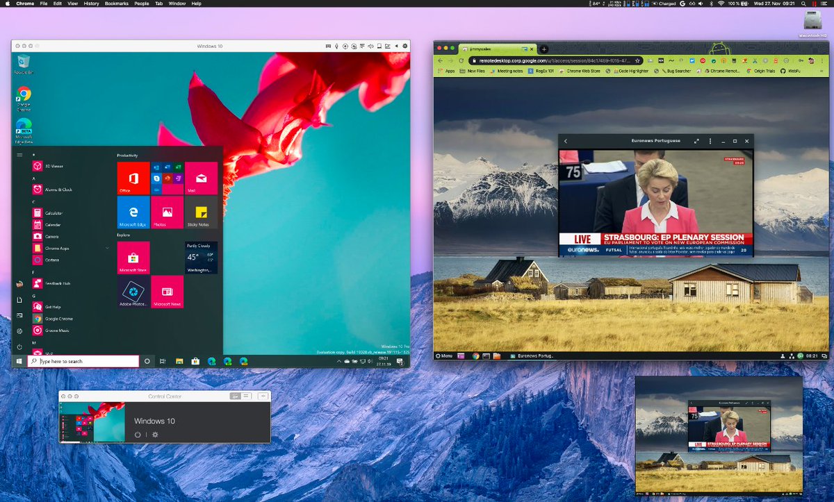 Chrome Remote Desktop running in Picture in Picture frame.