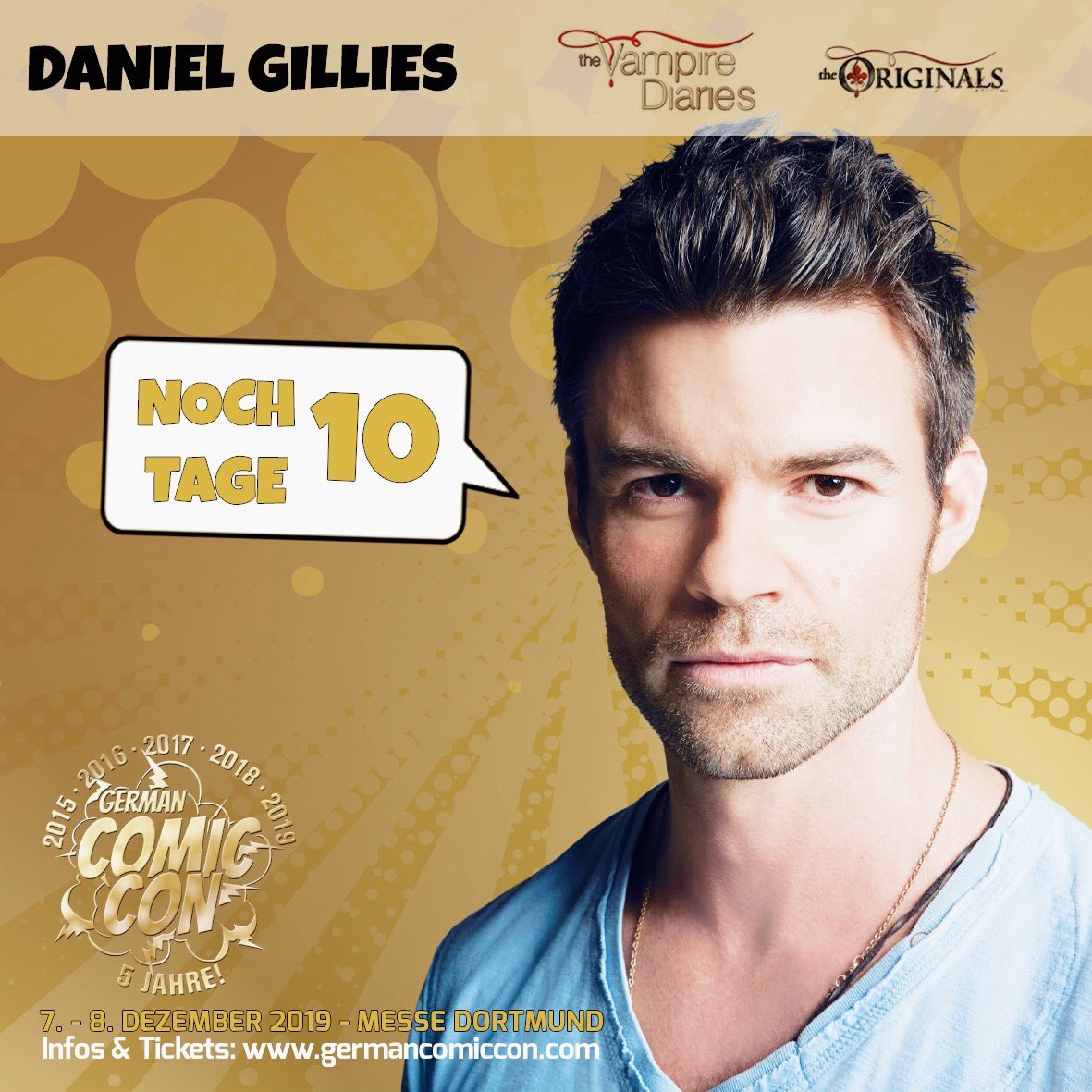 #GermanComicCon #Dortmund​ am 7-8 Dec 2019, #Westfalenhalle
Tickets germancomiccon.com/dortmund

Only 10 days left! Don’t miss <a href="/danieljgillies/">DANIEL GILLIES</a> at #GCC Dortmund!