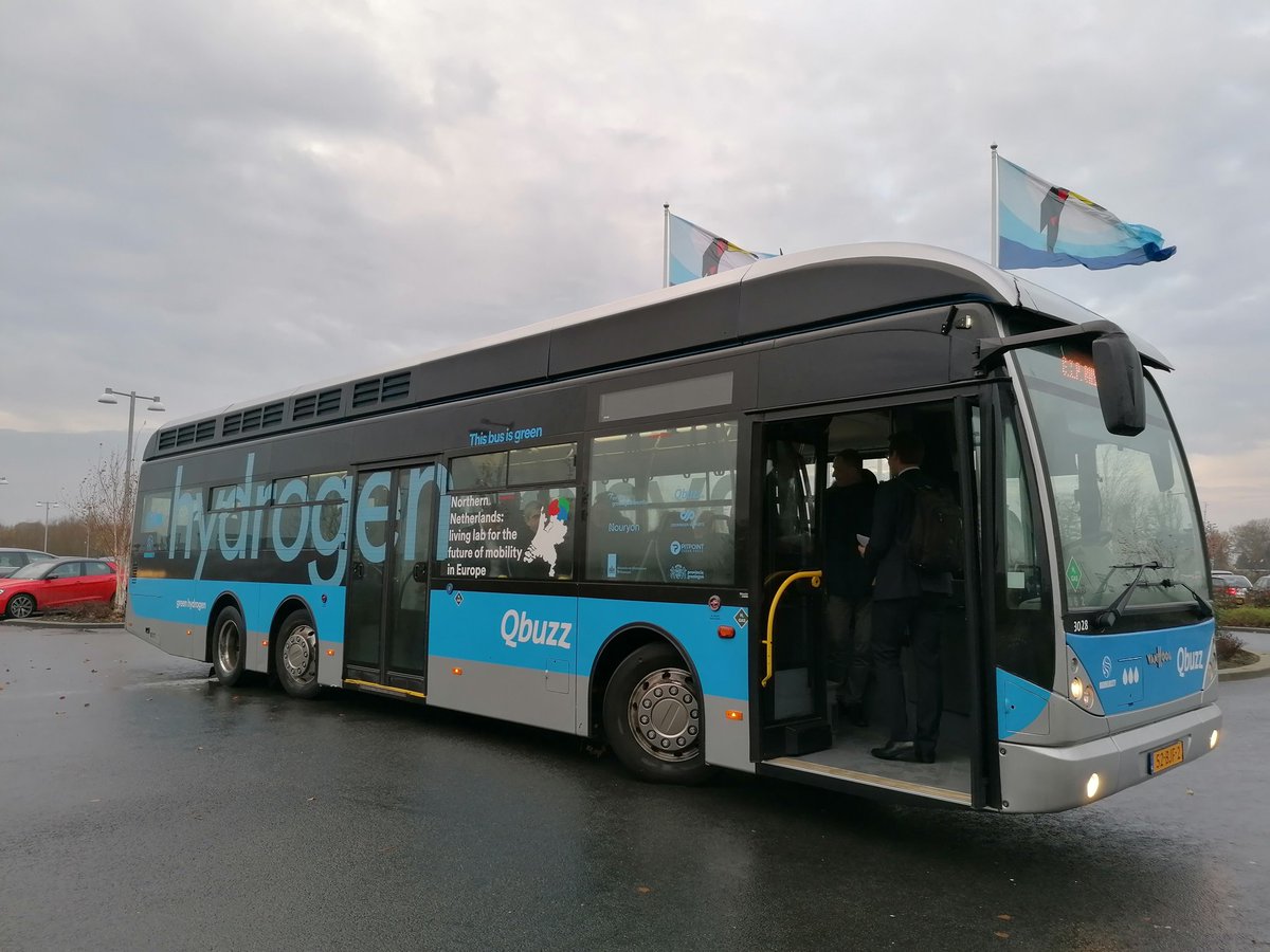ValentineWillm1's tweet photo. We're all set up for the @HighVLOCity final conference! First stop of the day: #fuelcell bus demonstration and site visit with @QbuzzGD #hydrogen #cleantransport https://t.co/msECxoO9OV
