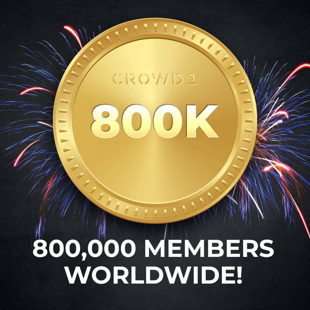 CROWD1 keeps GROWING!

FANTASTIC Wednesday news, the Crowd1 community is now OVER 800.000 members!

Impossible is NOTHING!
