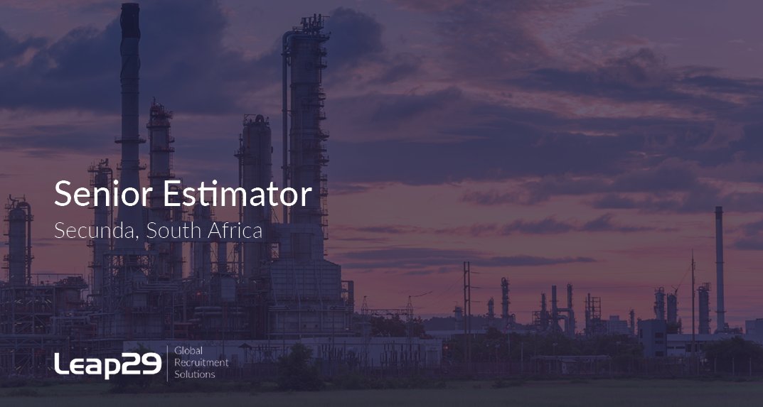 Leap29Ltd's tweet image. Due to an increased workload our client is searching for a Senior Estimator to be based in Secunda, South Africa on a 12-month renewable contract working on a Petrochemical Revamp project. ow.ly/zZeb30pWRoj
#Petrochemical #SeniorEstimator #Secunda