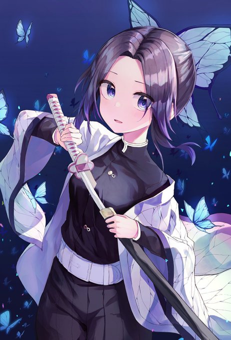 dustea16さんがTwitterに投稿した胡蝶しのぶ(鬼滅の刃)のイラスト。