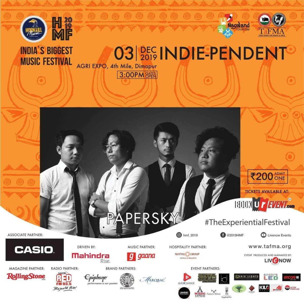 bookurevent's tweet photo. Catch this power-packed band perform live at Agri Expo on 3rd of December.!!

Passes: https://t.co/suotrKgGyc
Hornbill Music Festival Papersky

#music #festival #event #hornbill #camping #traditions https://t.co/WDs3dAzcS9