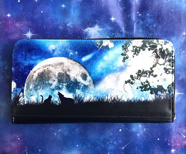 そら Mare劇場 星空雑貨販売中 No Twitter 満月と流星の美しい風景が プリントされた長財布 シルバーウルフと銀河ねこが 向かい合う ロマンチックなデザインなので クリスマスの プレゼントにもピッタリ T Co Mq9o6cbwtk プレゼント