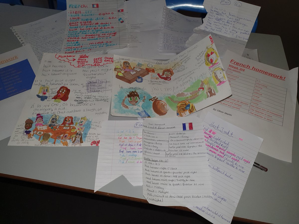 ALDMFL's tweet photo. Amazing revision homework from year 7 French classes. Bravo! @AldersleyHighSc https://t.co/73MVjCPF2o