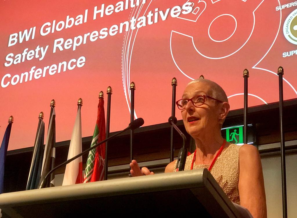 In Perth <a href="/BWIglobal/">BWI Global Union</a> health and safety conference <a href="/gailcartmail/">Gail Cartmail</a> calls for Governments to implement safety laws that empower workers to play the key role in ensuring workplace safety and to pass industrial manslaughter laws to stop accidents on the job.