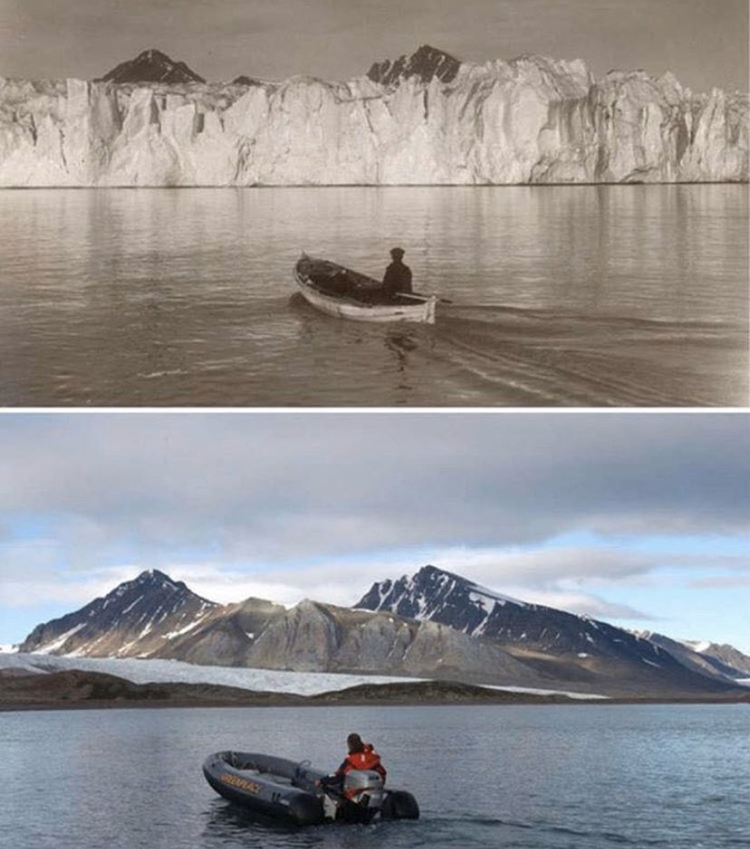 kosmocuriosity's tweet photo. This is the #Artic: 100 years ago and today. What do you think? 

#10YearChallenge #ClimateEmergency #ClimateCrisis #ClimateAction #climatechange #green #nature #naturelovers #ClimateChangeIsReal #today https://t.co/ZGNrhO1kid