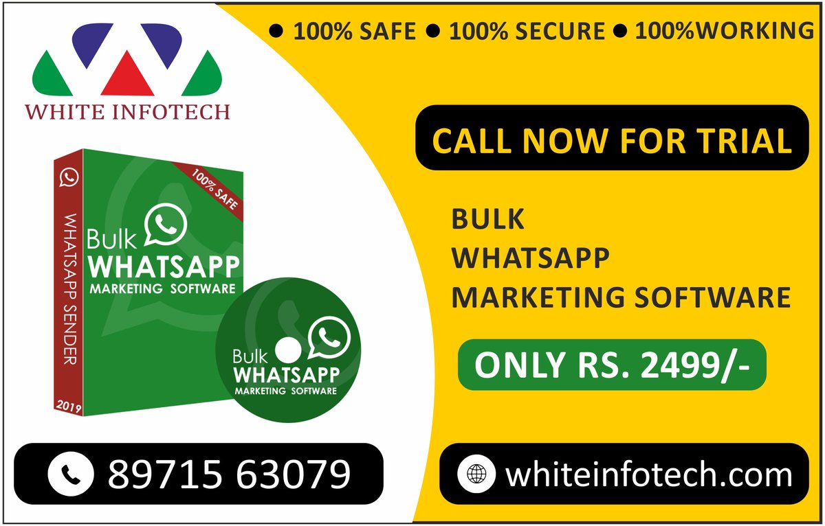 White_Infotech's tweet image. #Bulkwhatsappsoftware
#sendtexts
#sendvoice
#sendvideos
#sendpdffile
#sendpicture
#sendvcard
#call for trial 
#demosoftware
#surat
#whiteinfotech