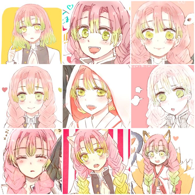 ちゃむさんがTwitterに投稿した甘露寺蜜璃(鬼滅の刃)のイラスト。