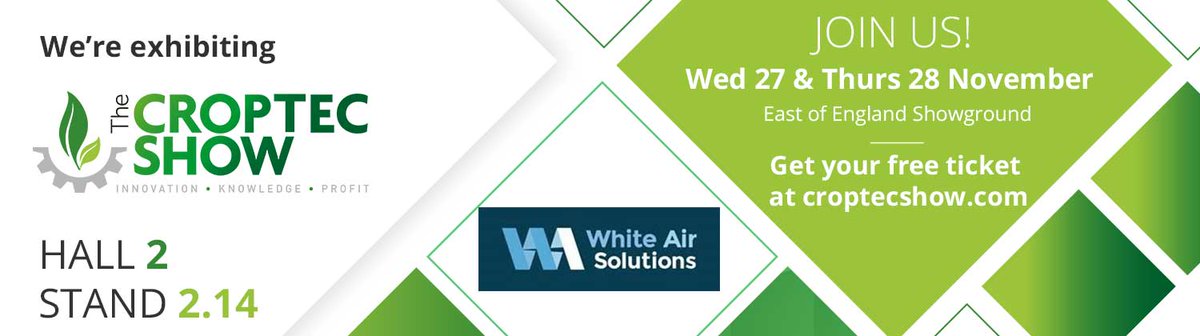WhiteAirPCO's tweet photo. All set ready for a busy 1st day @CropTecShow please feel free to come and speak to us to see how we can help your business #Croptec2019 #foodwaste #foodstorage #PCOtechnology #freshproduce https://t.co/Fv2fCa6G4i