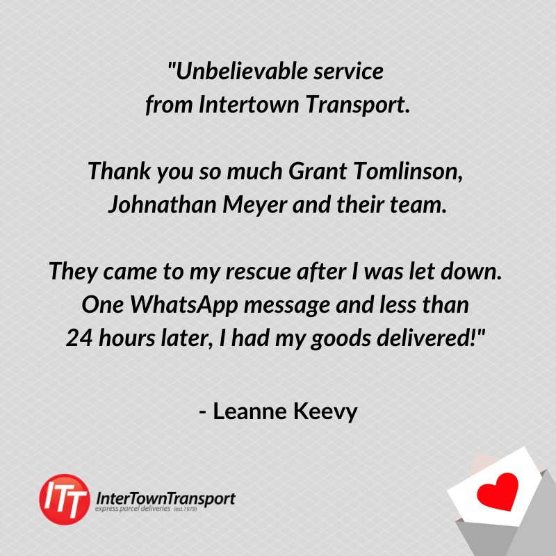 ITT_SouthAfrica's tweet photo. We appreciate your sincere words Leanne! We’re always there to make sure your needs are met.
A BIG thank you to Jonathan Meyer, Grant Tomlinson and their team.
Has #ITT delivered above and beyond for you?
Share with us below!
#LargeEnoughToHandle #SmallEnoughToCare https://t.co/Z0plLNvAuD