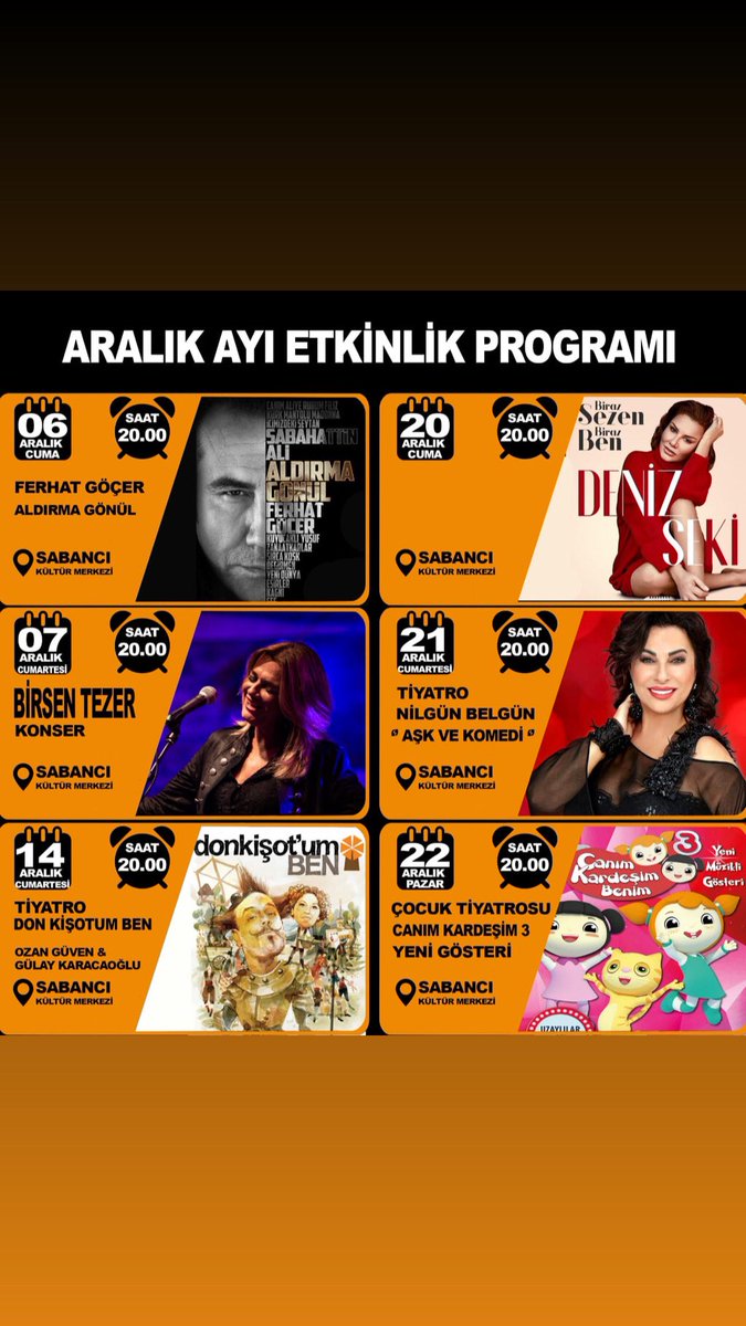 Aralık Ayı etkinlik proğramı #maskyapim #maskyapimorganizasyon #tiyatro #ferhatgöçer #denizseki #konser #nilgünbelgün #ozangüven #günaykaracaoğlu #donkişotumben