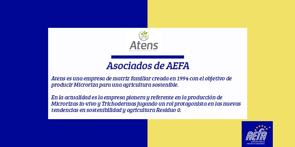 AefaAgro's tweet photo. @ATENS_AGRO es otra de las empresas asociadas a @AefaAgro pionera y referente en la producción de Microrizas in-vivo y #Trichodermas que hoy os presentamos. #AEFA #AsociadosAEFA #Agricultura #sostenibilidad https://t.co/NJoom3bve3