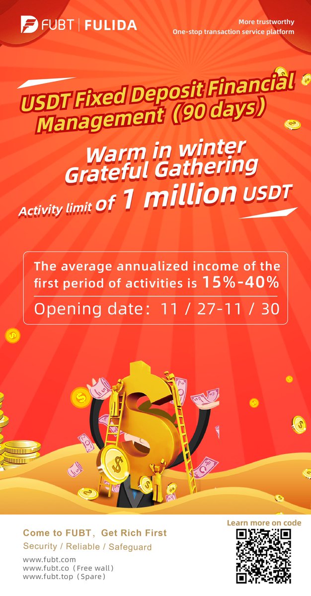 HKFUBT's tweet photo. [Event] FUBT“FULIDA”USDT 90 Days Fixed Deposit And Financial Management is Open
Twitter: https://t.co/egQa5scFPX
Telegram: https://t.co/wad1dBPdYD
Facebook: https://t.co/6n4oyC8J8k
Reddit: https://t.co/246L2tiOl2
APP download: https://t.co/3DBBa5T8YC https://t.co/gGqpmZvSrv