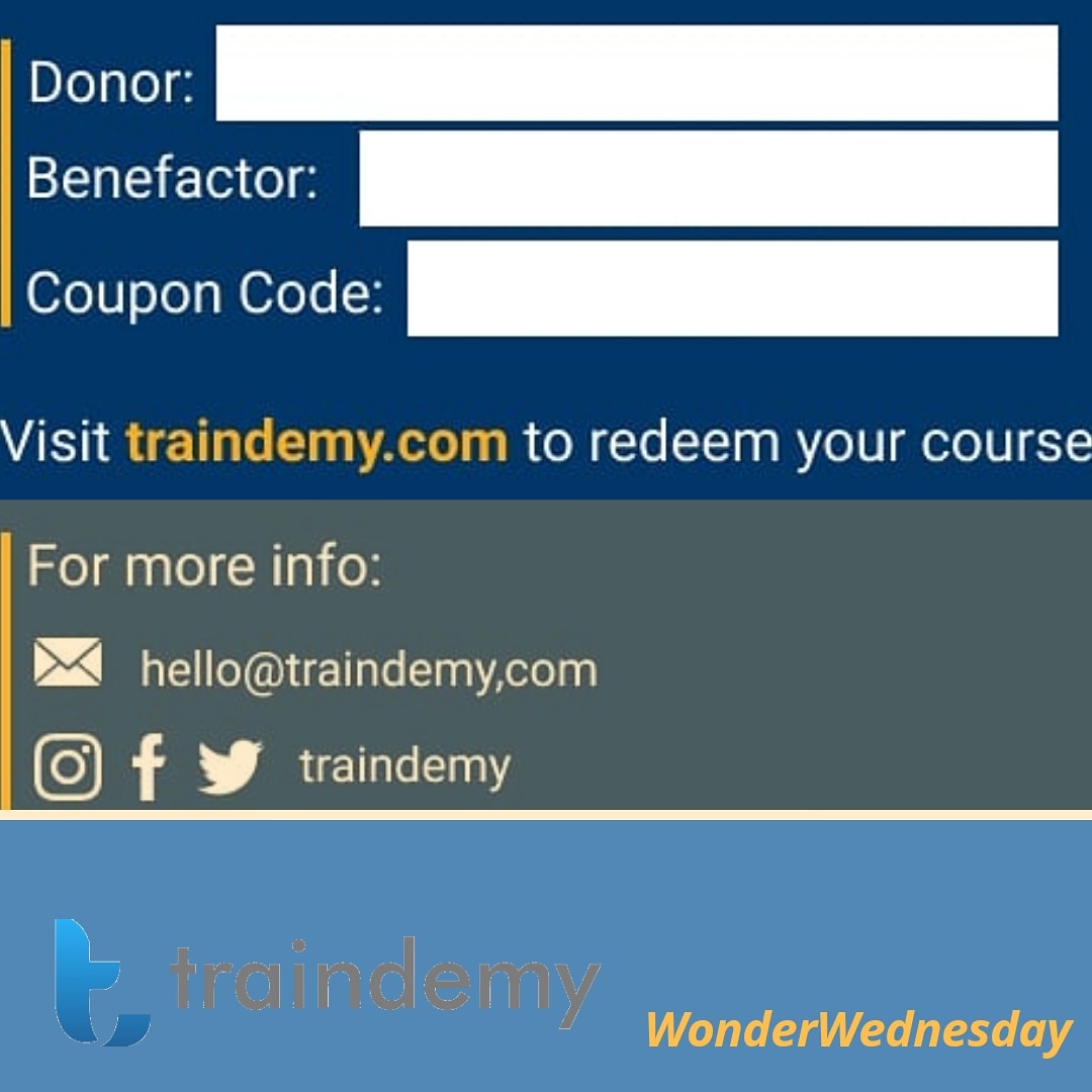 Traindemymedia's tweet photo. Empower someone today!
#giftacourse #traindemy #RMAPSG #TheFlash #WednesdayMotivation #WednesdayWisdom #bitcoin #WednesdayThoughts #OBSESSEDwithEXO #andrewneilinterviews https://t.co/24Q8yuFfei