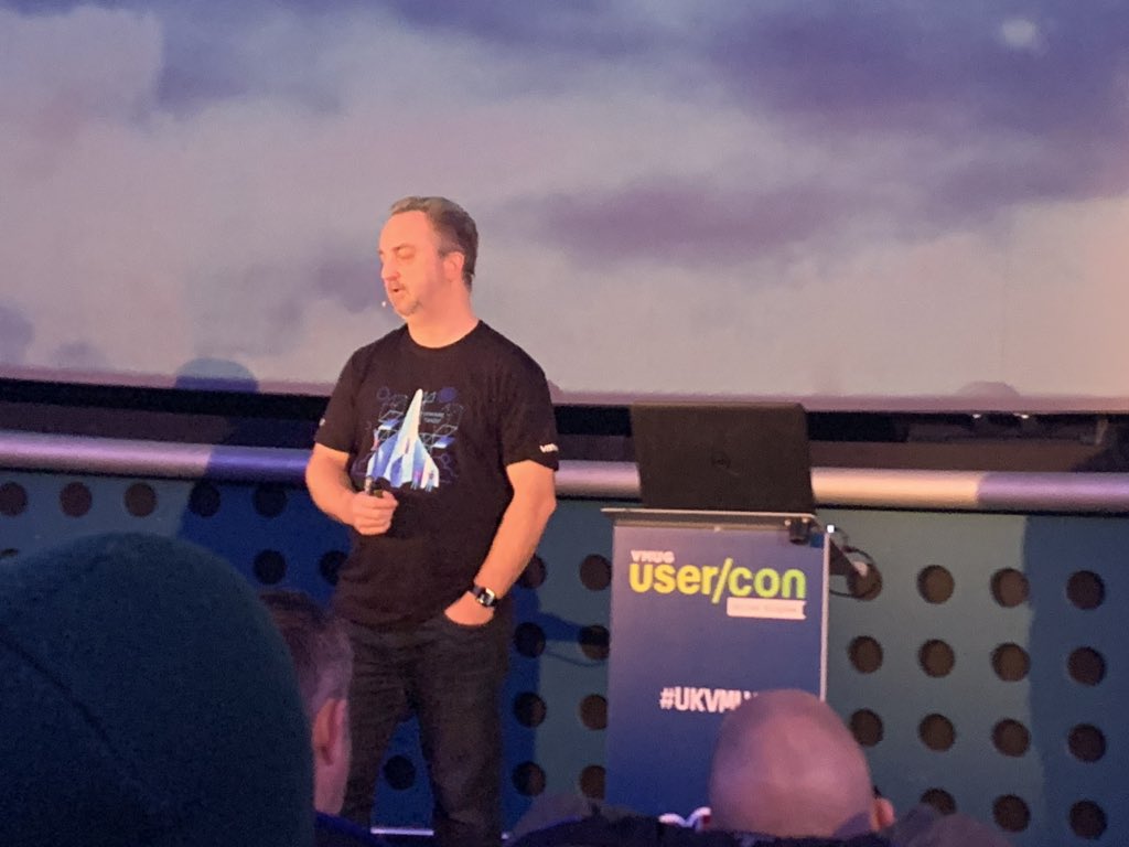GarethEdwards86's tweet photo. Quote of the day:- “If some says they are migrating the the cloud, you have my permission to punch them in the face” @JoeBaguley he won’t cover the legal costs though but it got a good laugh 😂 #UKVMUG #RealLifeIT https://t.co/9DYTWCOAYi