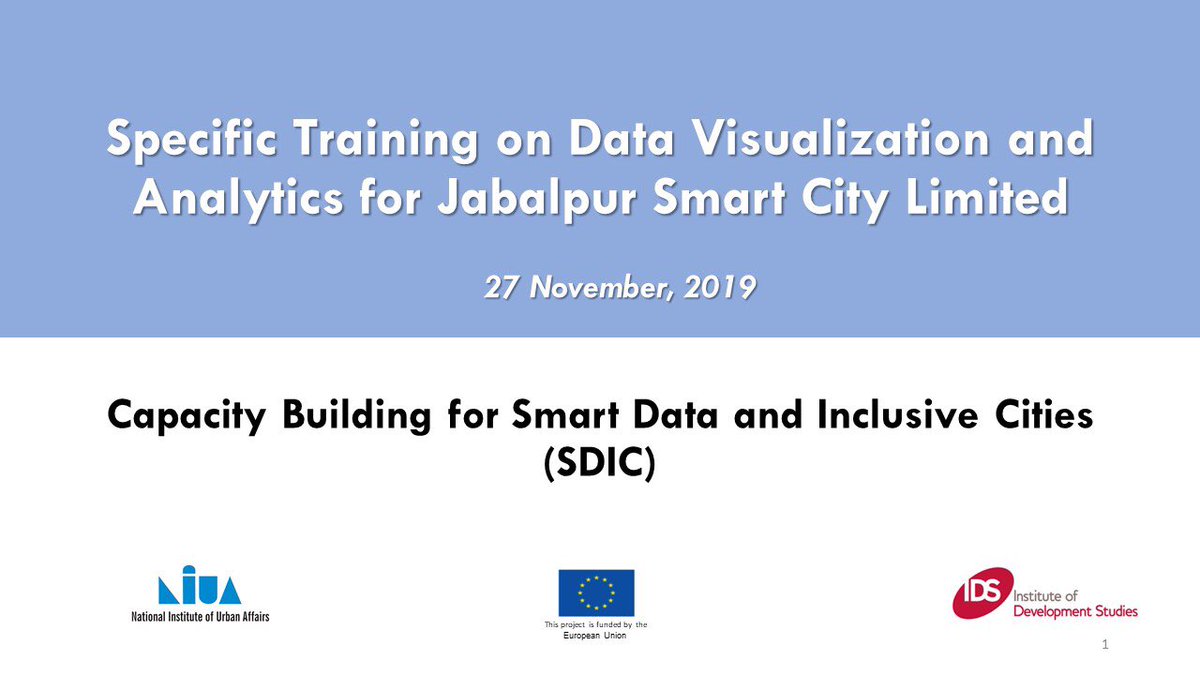 NIUA_India's tweet photo. Capacity Building for Smart Data &amp; Inclusive Cities project, NIUA conducted workshop &amp; gave participation certificates for specific training programme on Data Visualisation to ULB &amp; SPV participants from Jabalpur Smart City.

#SDIC #Inclusivecities #SmartData #InclusiveNovember https://t.co/jnnrvkEMqJ