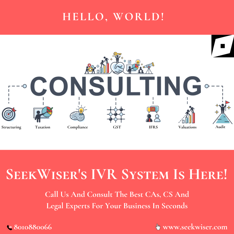 SeekWiser's tweet photo. We're proud to present our revolutionary AI-powered IVR system that makes your consulting experience hassle-free! Sign up with SeekWiser at https://t.co/kX1eUSma3C and claim your free consultation at 8010880066!
#startup #startups #india #GST #business #WednesdayWisdom #advice https://t.co/nrqb3ybG8V