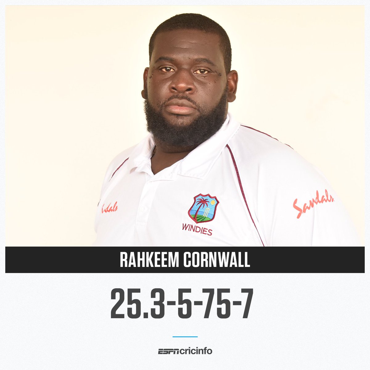 cricinfo's tweet photo. Seven for Rahkeem Cornwall, as West Indies dismiss Afghanistan for 187 after putting them into bat 👏
https://t.co/gzDJTJSHkA | #AFGvWI https://t.co/fuWsIYCORM