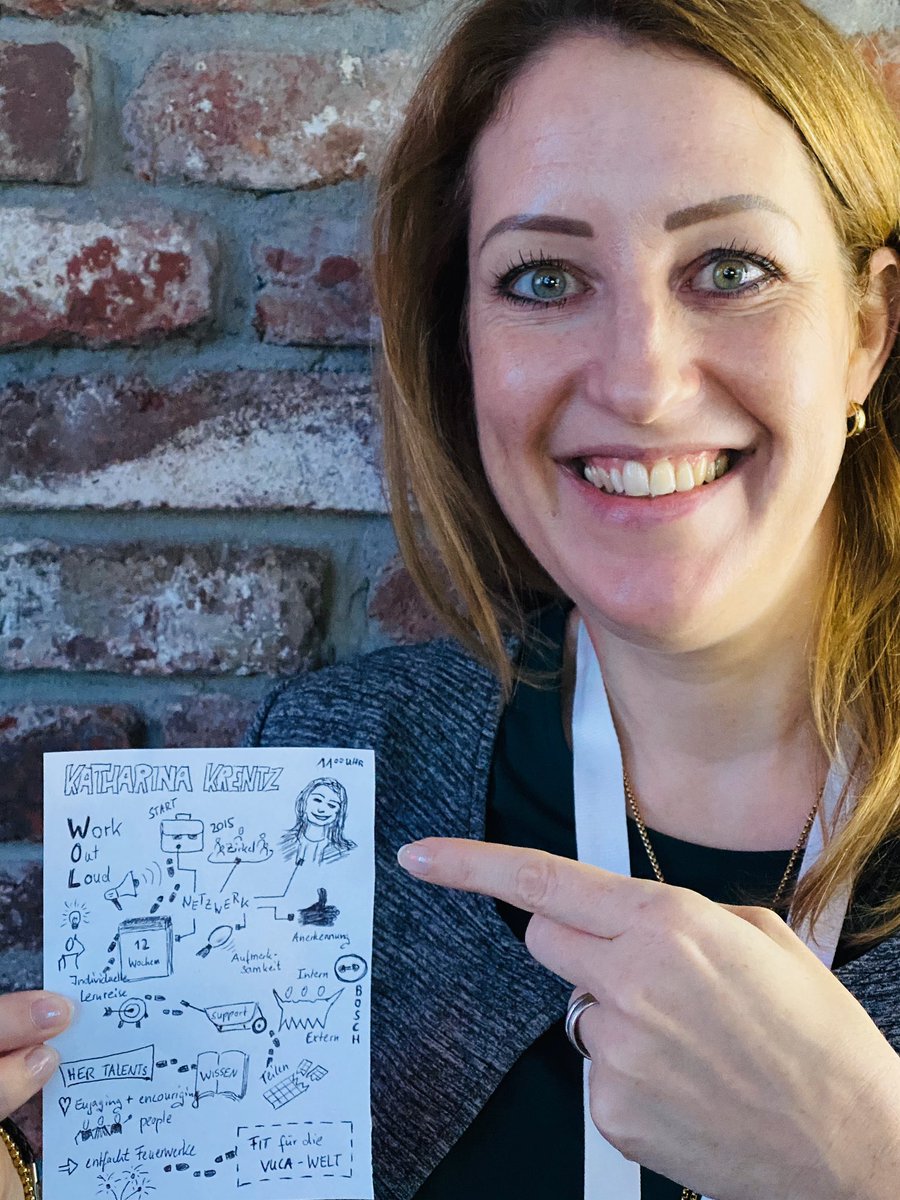 katha_krentz's tweet photo. Was für eine schöne Überraschung von @MotionAgile: ich bin meine eigene Sketchnote 🤩 Danke Anja und #nwing19 @VDI_Tagungen für die tolle Anmoderation 😊 #NewWork https://t.co/PiXnQv522r