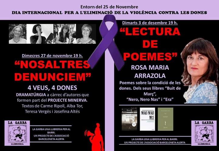 Minerva. Dones creadores de Gràcia. (@minervadcg) on Twitter photo Aquest #25N les Minerva visibilitzem les violències masclistes i reivindicem la resiliència femenina a partir de l'art i la cultura. La <a href="/rmarrazola/">Rosa Maria Arrazola</a>, la <a href="/JOSALTES/">JOSEFINA ALTÉS CAMPÀ</a> i l'@AlbaTor24195573 ens faran vibrar a la Llibreria La Garba
📅 27N i 3D
🕒 19 h
📌 Carrer de la Maquinista, 19 Aquest #25N les Minerva visibilitzem les violències masclistes i reivindicem la resiliència femenina a partir de l'art i la cultura. La <a href="/rmarrazola/">Rosa Maria Arrazola</a>, la <a href="/JOSALTES/">JOSEFINA ALTÉS CAMPÀ</a> i l'@AlbaTor24195573 ens faran vibrar a la Llibreria La Garba
📅 27N i 3D
🕒 19 h
📌 Carrer de la Maquinista, 19