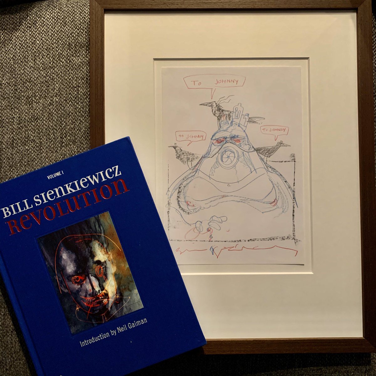 Double the treasue: My private original piece + a new FANTASTIC book‼️ All thanks to the incredible <a href="/sinKEVitch/">Bill Sienkiewicz</a> ‼️