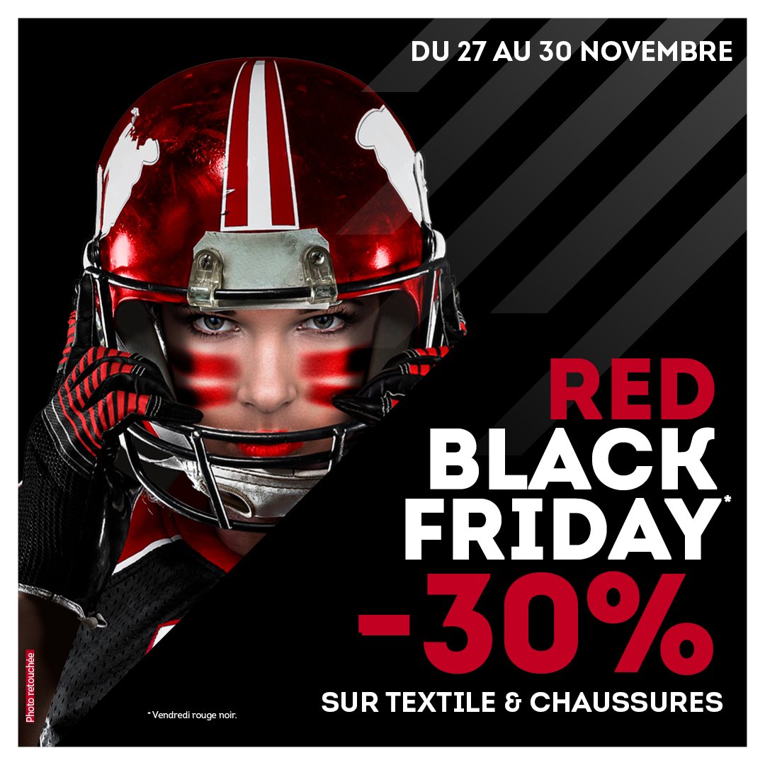 s2kmontbrison's tweet photo. RED BLACK FRIDAY

🔥🔥🔥-30% sur textile &amp; chaussures 🔥🔥🔥

Profitez en jusqu'à samedi soir !

#redblackfriday
#blackfriday
#sport2000
#sport2000montbrison
#çamatche https://t.co/KHxFujPFB8