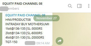 E5
INTRADAY BUY MOTHERSUMI

FOR HNI L1 / RETAIL L1
SL HIT, RS 3000 LOSS BOOKED

LEVEL 2 FROM HNI L2
ENTRY 1 : 133- 135 = 2 POINTS GAIN
ENTRY 2 : 133 - 134.5 = 1.5 POINTS GAIN

REVISE SL COST.

ASK QUERY7️⃣8️⃣8️⃣7️⃣8️⃣8️⃣7️⃣8️⃣8️⃣1️⃣