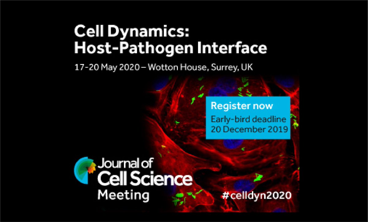 J_Cell_Sci's tweet photo. Final few weeks left to secure your early-bird place at our Journal Meeting 2020 'Cell Dynamics: Host-Pathogen Interface'. Deadline 20 December https://t.co/VjzndREC83 #celldyn2020 https://t.co/5k0ijesBsu