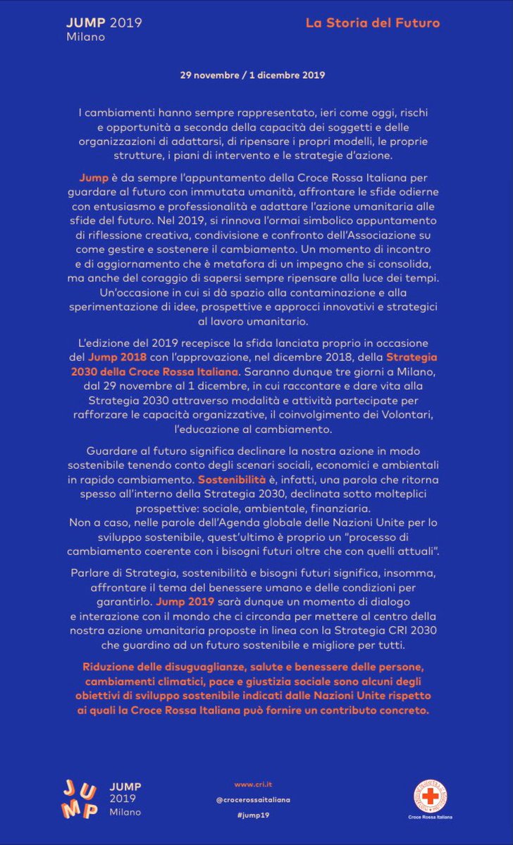 OscardiMontigny's tweet photo. “Come allargare la propria visione e cercare una prospettiva arricchente, migliorativa, inclusiva?” Domani non vedo l’ora di parlare di neo-umanesimo proprio a #JUMP2019 l’evento #CroceRossaItaliana. È il tempo per un Movimento culturale che riaffermi la centralità dell'Essere. https://t.co/nweo3Xy279