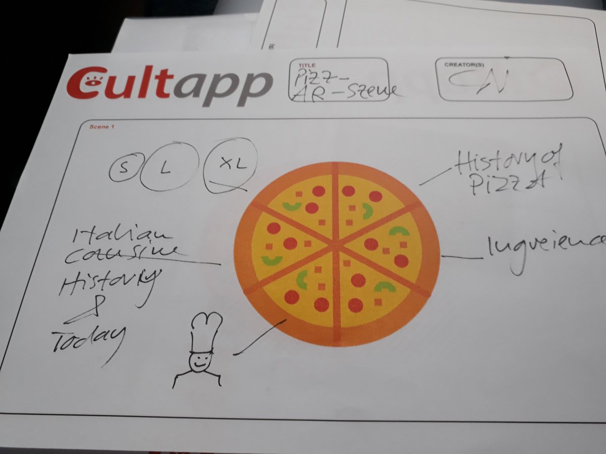 app_cult's tweet photo. Jochen (#beFHM) and Guido #agoraniekée gave a special CultApp AR workshop to teachers at the #LINQ conference in Roermond (Nov 22). Wild creative ideas were generated, such as augment pizza using Blippar! a lot of inspirations for innovative teachers! #CultApp #Erasmusplus https://t.co/0l58Q1moXr