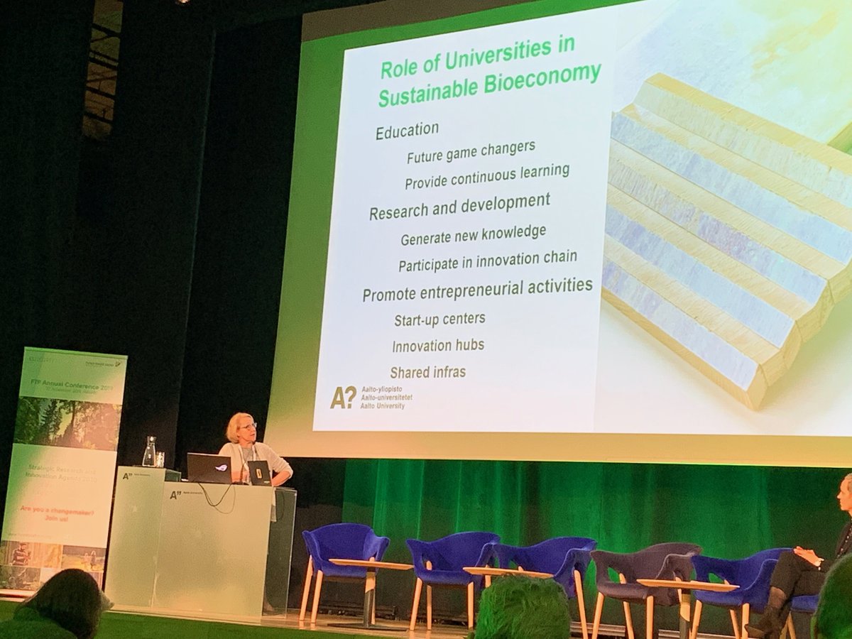 ForestETP's tweet photo. "The role of universities in sustainable #bioeconomy is to educate the future #changemakers and to boost high quality research and development activities", @AaltoUniversity @KruusKristiina at #FTP2019 https://t.co/ajP1yJlPiB