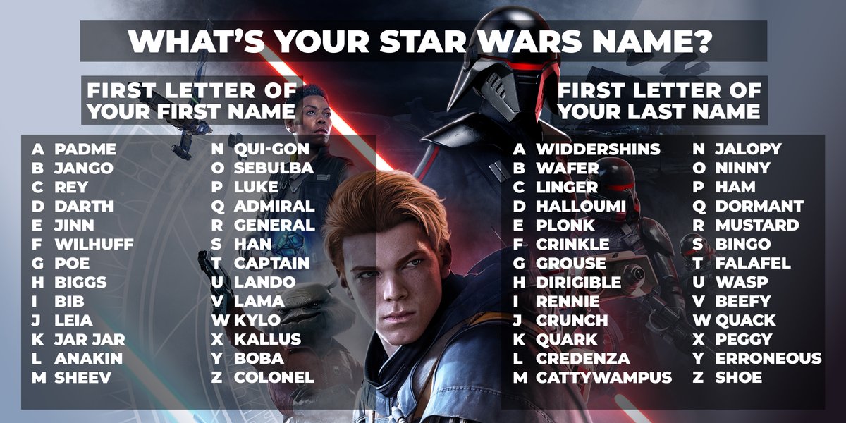 Game Co Uk Wondering How You D Fit Into The World Of Jedifallenorder Whether You Re A Youngling Padawan Or Seasoned Jedi Master Find Out Your Star Wars Name Right Here T Co Uaigqk5qpy
