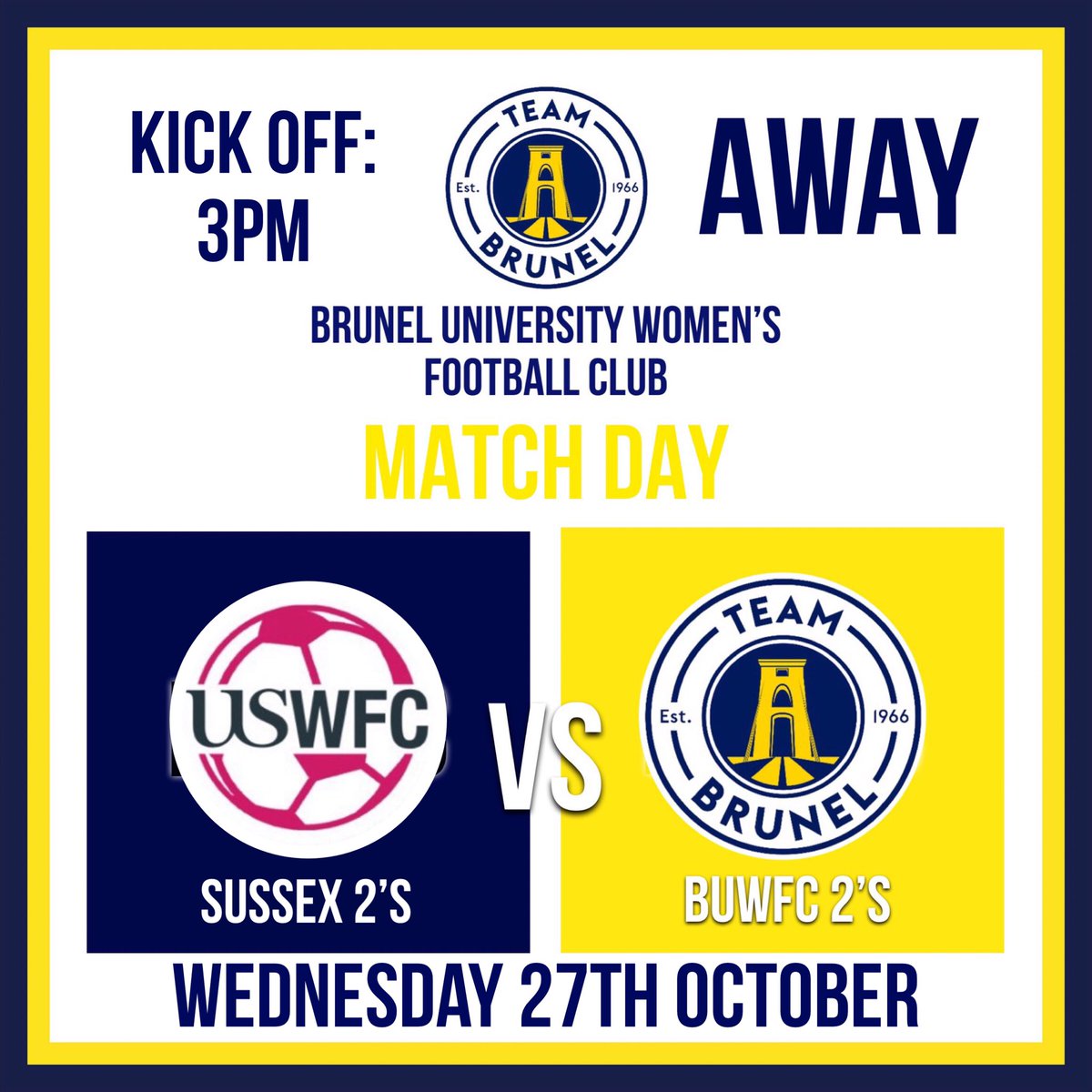 MATCH DAY!

🆚Sussex 2’s
⏰3pm KO

Good luck to our 2’s who travel to Sussex today! Bring back the 3 points 💛💙