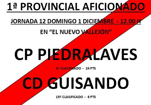 Vuelve el fútbol al Nuevo Vallejón y esta vez será a partir de las 12:00 de la mañana del Domingo ante un gran equipo como <a href="/cdguisandoweb/">CD GUISANDO</a>. ¡Sube a apoyarnos, te necesitamos!