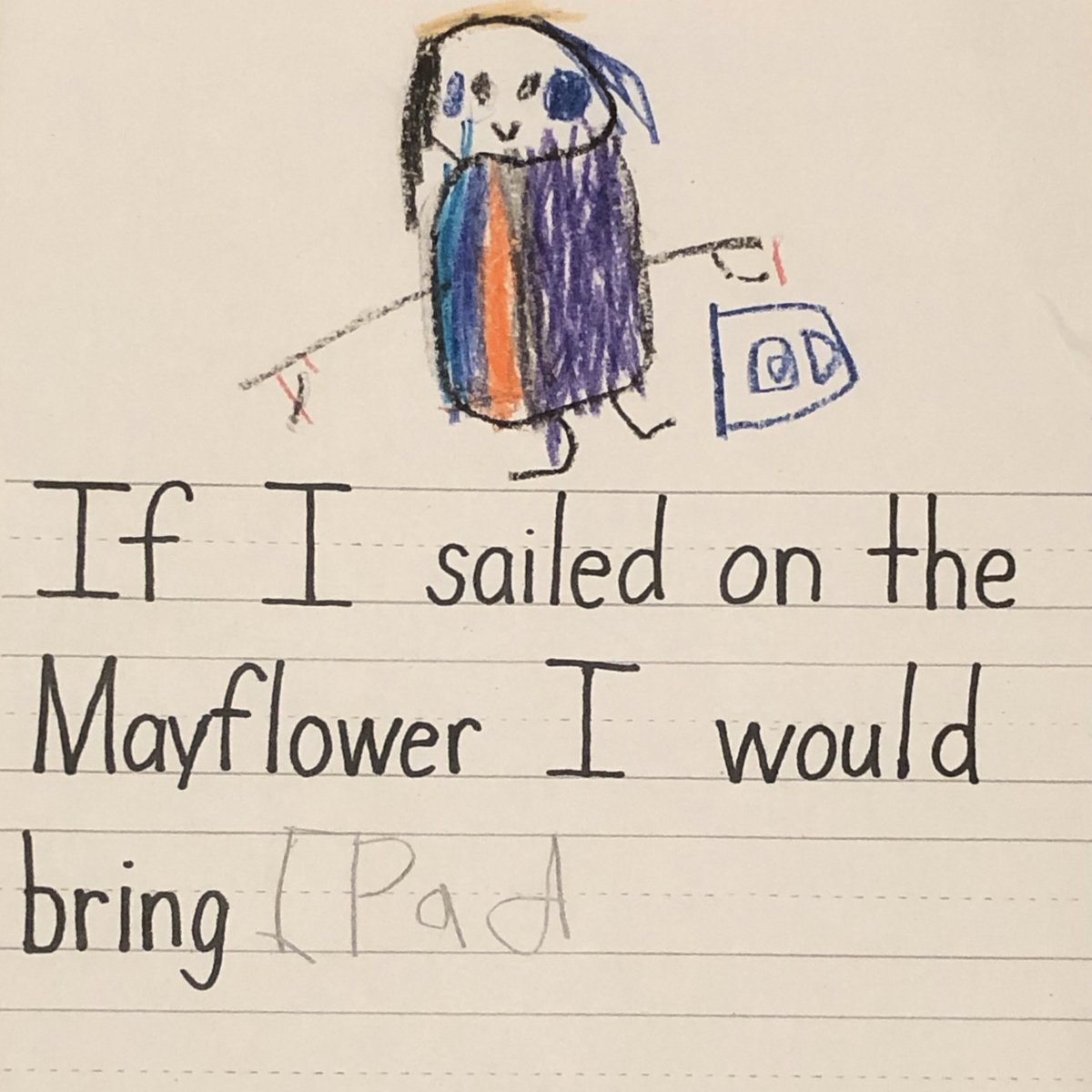 Apparently my 5 year old would bring an IPad if she were on the Mayflower.  When her teacher asked her why, she said so she could go on Amazon if she needed anything. Oh boy...🤦🏽‍♂️ #HappyThanksgiving