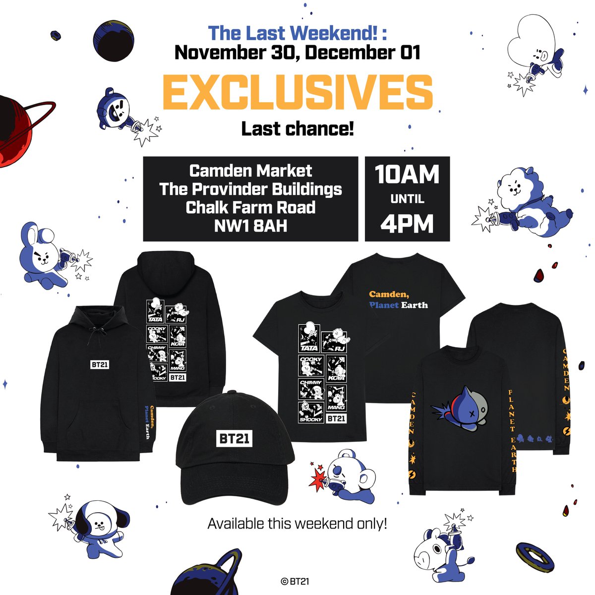 Last chance! The final drop of exclusive merchandise at the pop-up available this weekend. BT21 with a comic book twist. *Please note updated store opening hours* #BT21 #PopUpLondon