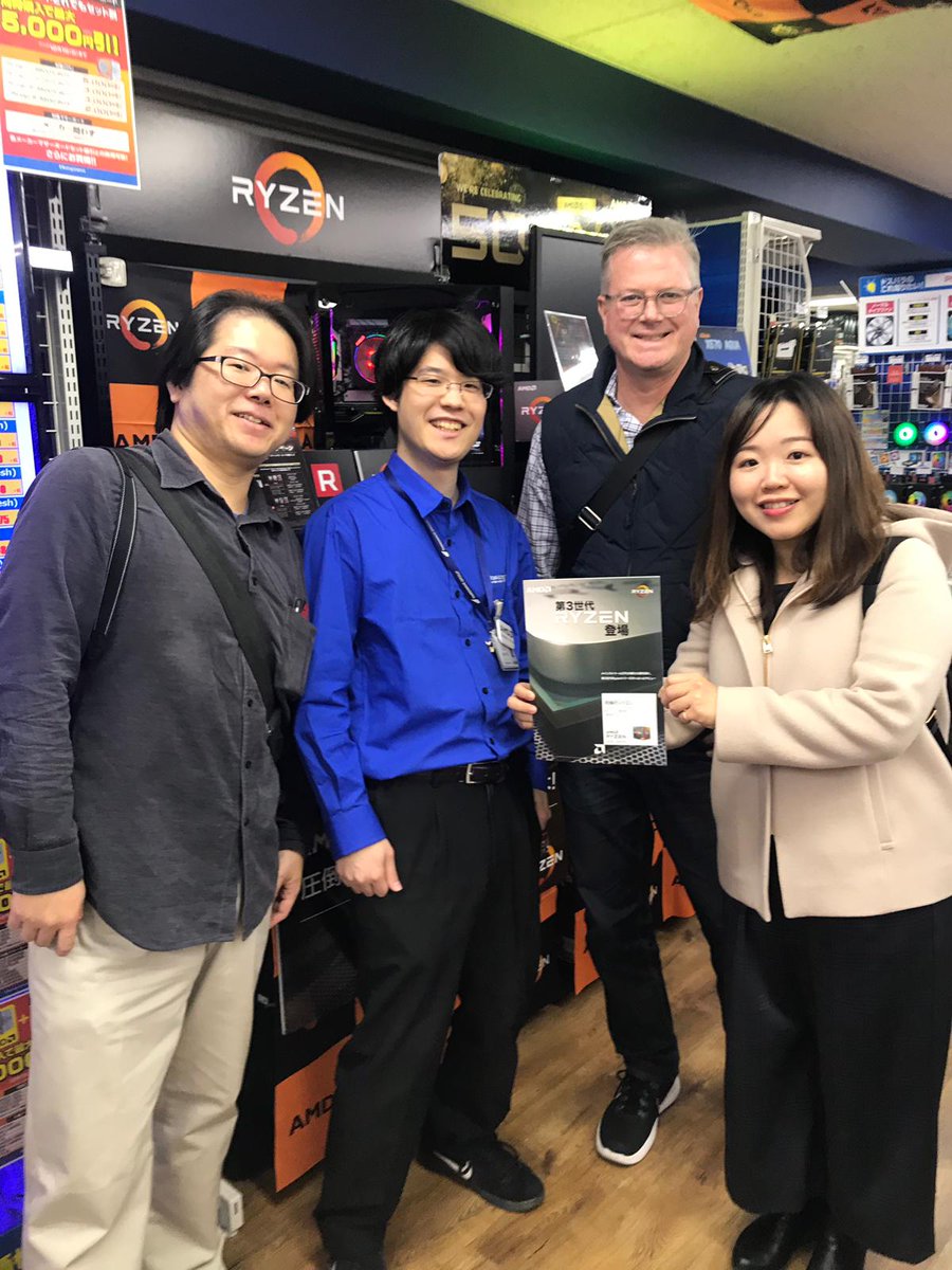 JTRex's tweet photo. Thank you @dospara_web and @amdjapan for an energizing visit to your Akihabara store where lines formed to buy @AMDRyzen and @Radeon on 7/7. LOVED your creative displays telling the product story. @Thracks you were there too virtually! https://t.co/L2KQR7oulO