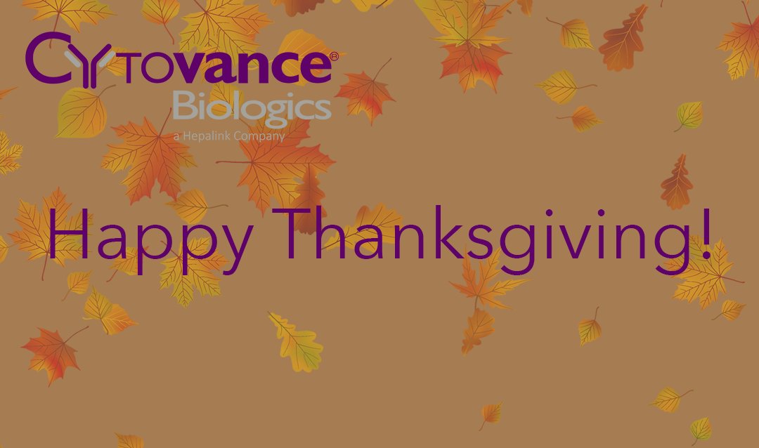The Staff at Cytovance Biologics wishes you all a very Happy Turkey Day!