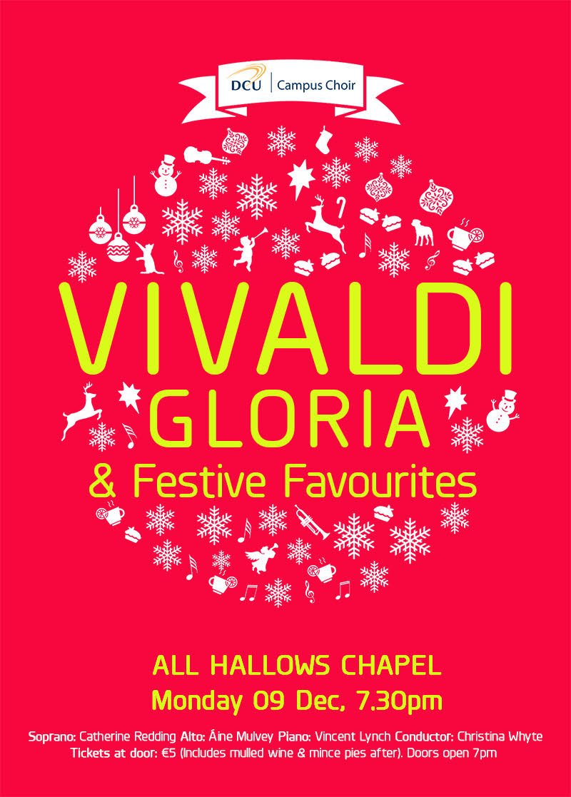 The DCU Campus Choir is holding its Christmas concert on Monday, Dec 9th at 7:30pm on our All Hallows' campus. It will feature the beautiful Vivaldi Gloria and some festive Christmas carols. It was a full house last year - and demand for tickets is high! Check out below #WeAreDCU
