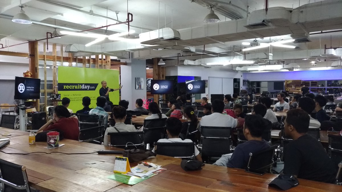 MozillaPH's tweet image. Awesome turnout of attendees in tonight&apos;s Rust Meetup in Makati City. Thanks to our awesome resource speaker @AlistairIsrael! And thank you @recruitday for graciously hosting this month&apos;s meetup. Sa uulitin po. Maraming salamat sa lahat! #MozillaPH #RustPH