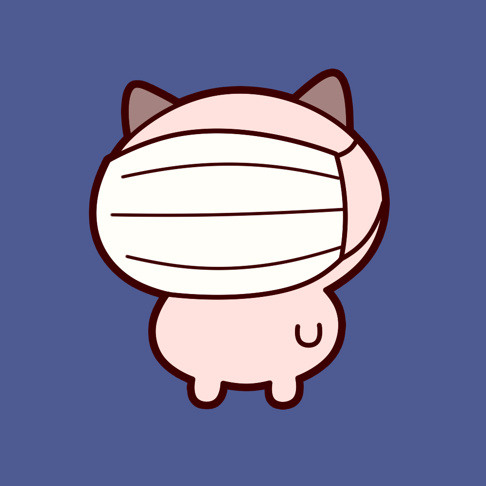 マスク姿のなんねこちゃん キャラクター イラスト なんねこ 絵描きさんと うなちゃのイラスト