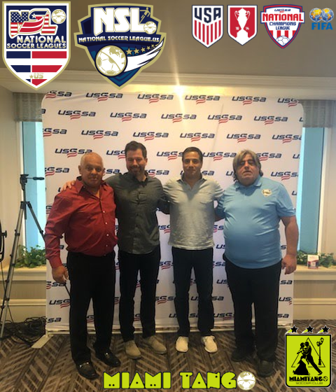 MiamiTangoTV's tweet photo. US Soccer Director-USSSA Executive Director Craig Scriven and USSSA-NCL National Director Erick French With Miami Tango President Milton Galvan Royal AC Cristian Ortuzar attending USSSA National AGM
@MiamiTango
@NSLSoccerLeague
@SoccerUSSSA
@ncl_usssasoccer
#MiamiTango
#NSLSoccer https://t.co/WwILrt5OjQ