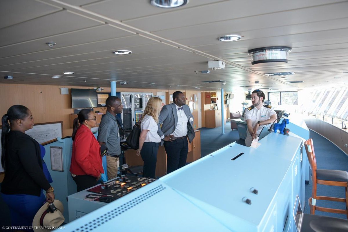 DeputyGovBVI's tweet photo. Yesterday, I had the pleasure of boarding the Marella Explorer 2 and meeting the Captain with the Honourable Premier and Junior Minister for Trade and Economic Development. The photos are courtesy of GIS. #WelcomeBackMarellaExplorer2 #BVIPride #GISRocks https://t.co/s9mZUt53Fm