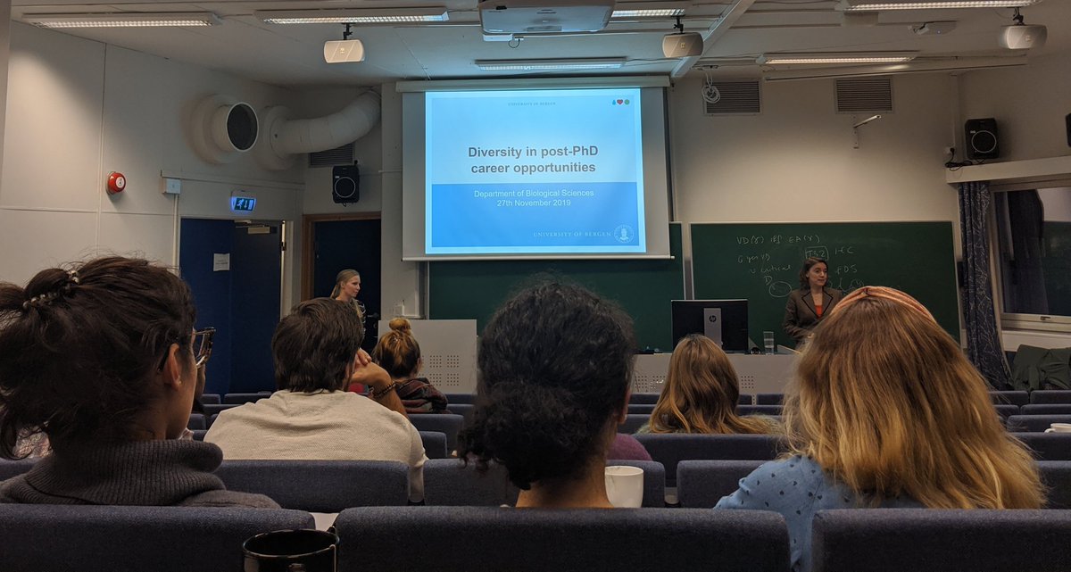 sonyageange's tweet photo. Great to see open discussions around post-phd pathways being had at the Department of Biology at @UiB #phdchat #emcr - Follow the thread.. https://t.co/t2bTsDdgxL
