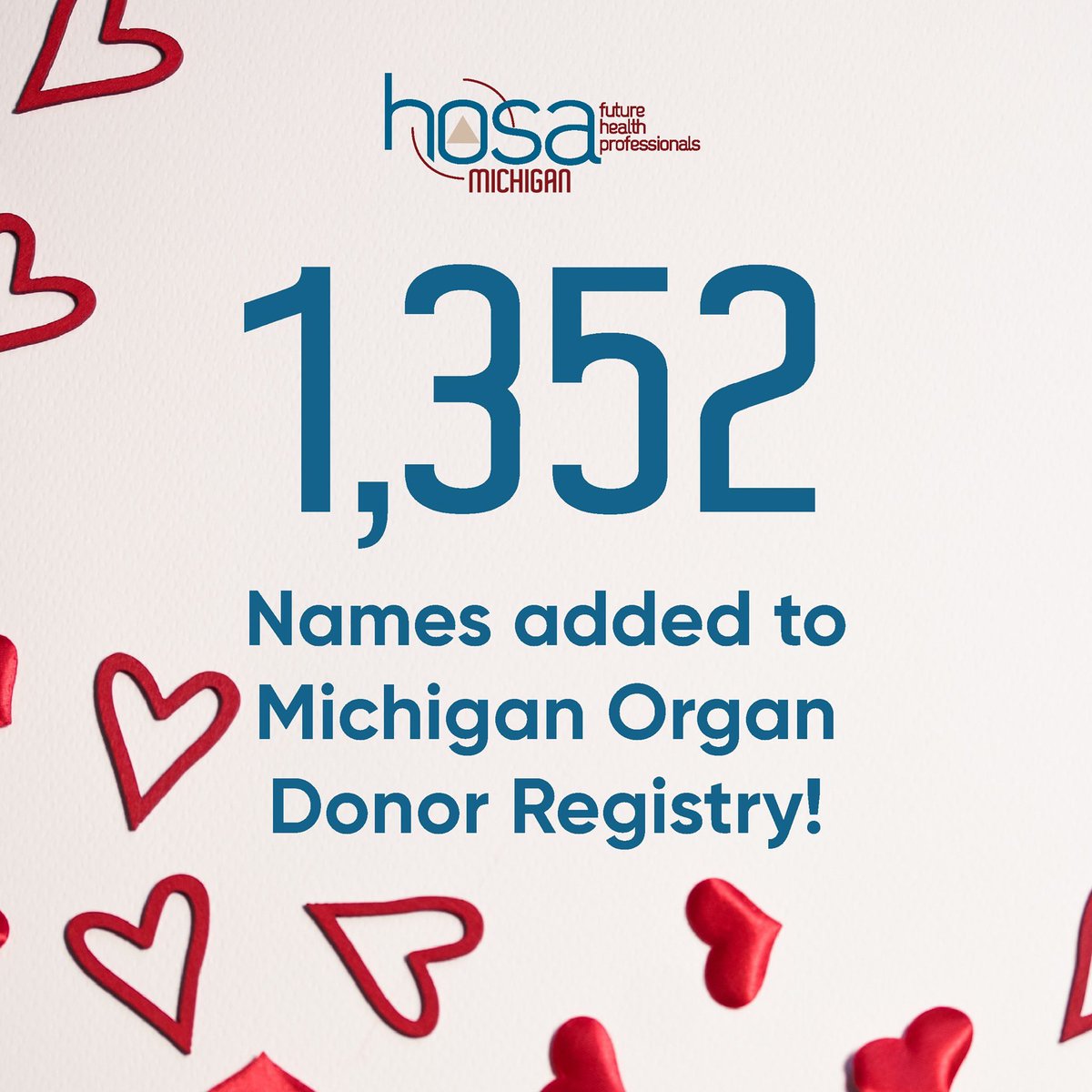 Do you see that number 👇🏽⁉️1,352 new organ donors thanks to our incredible chapters! Congrats to Sanilac Career Center for signing up the most new donors and Grand Blanc High School for the most activity points. THANK YOU for your hard work. YOU SAVED LIVES! @giftoflifemich