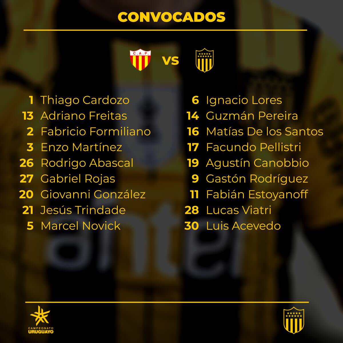 Convocados para enfrentar a Progreso.