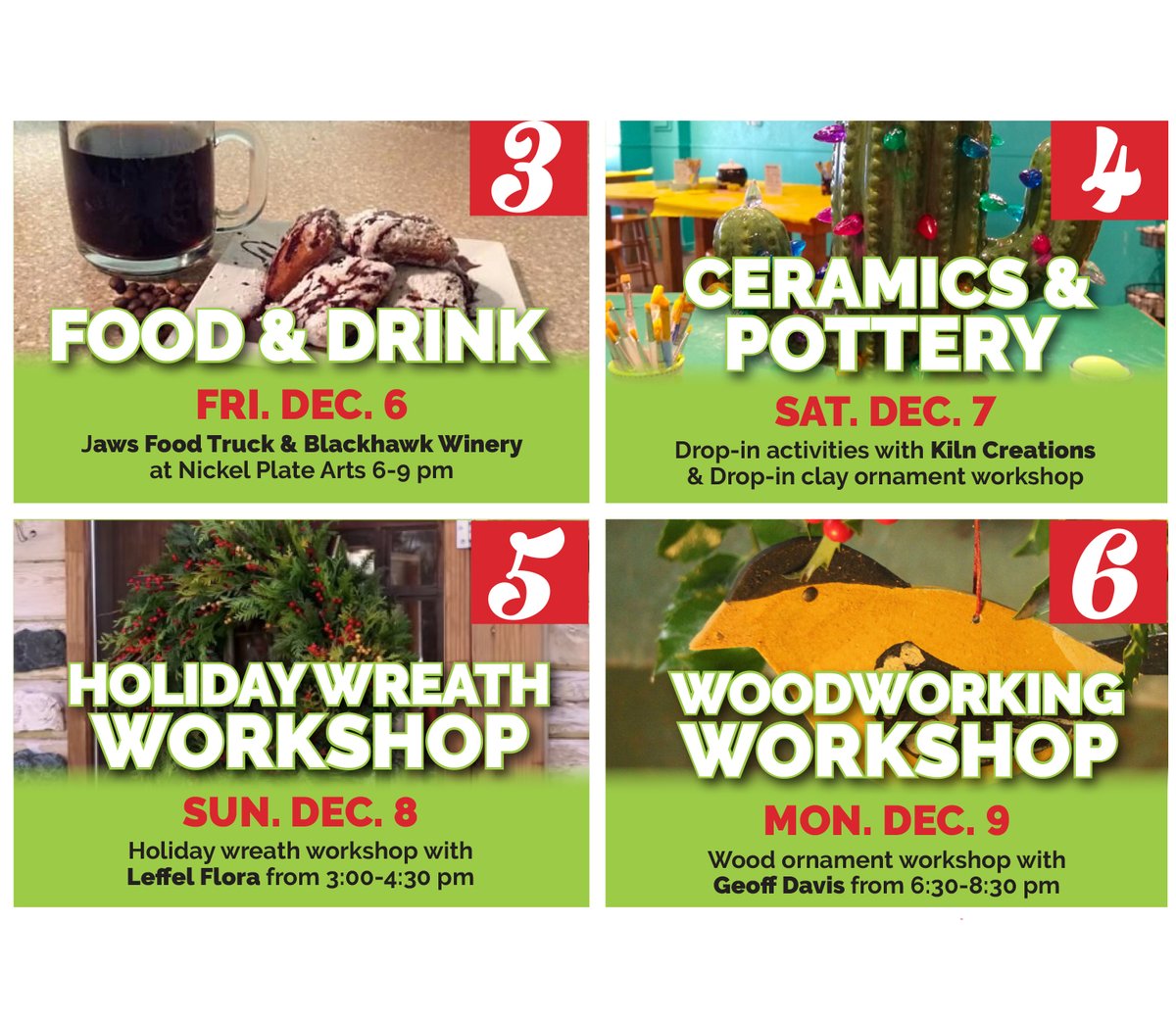 NobleCreates's tweet photo. Between November 30 and December 21, come to Nickel Plate Arts and NobleMade for our 12 Days of Christmas events, promotions and workshops. Here's the full lineup of what's happening!
#nickelplatearts #noblemade #noblesville #shopsmall #shopsmallnoblesville #downtownnoblesville https://t.co/nuKRLeAqWu