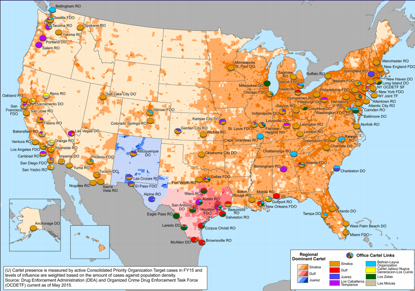 You think a cartel war would be easy? Here is a DEA map of cartel presence inside the United States